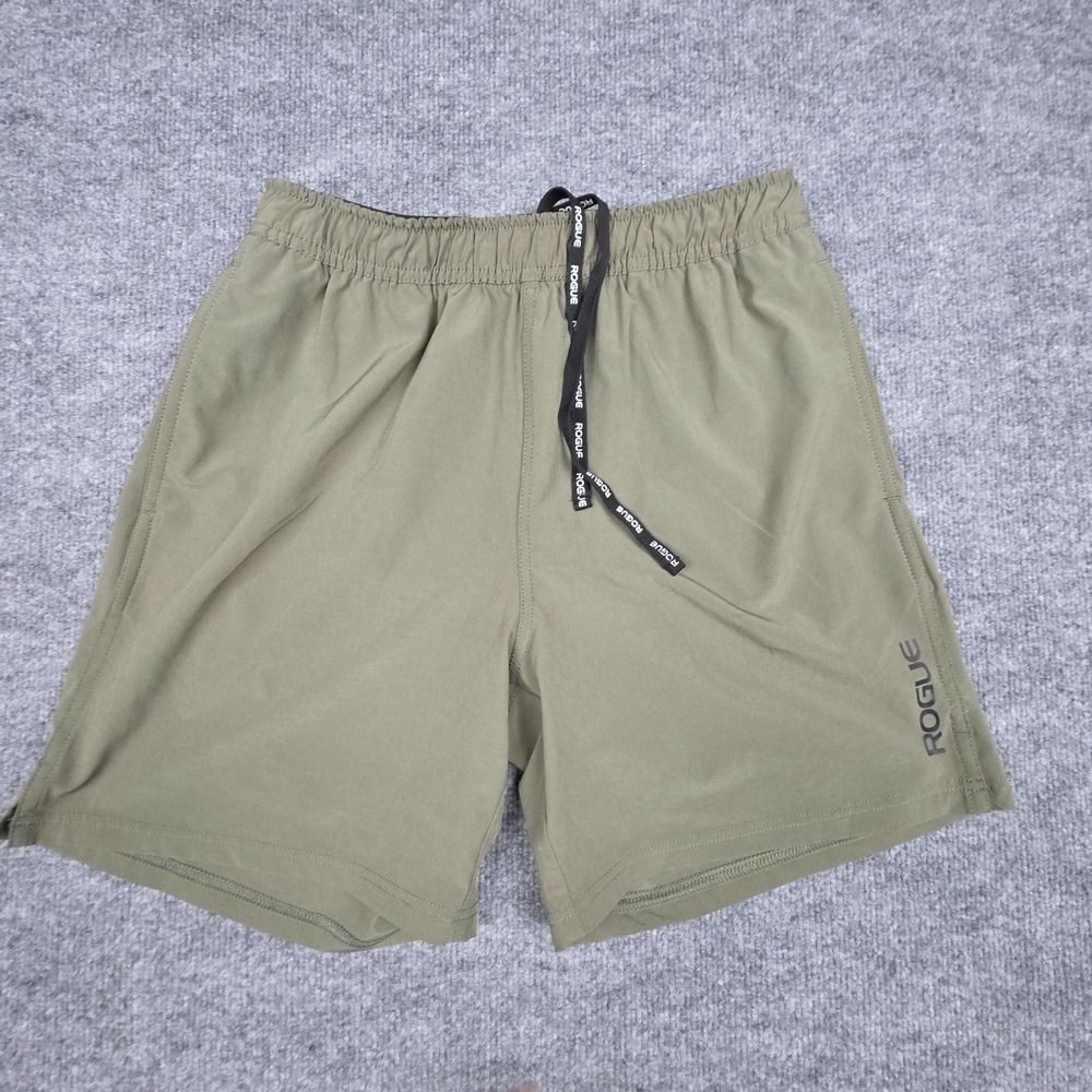 Rogue Fitness Gym Shorts Men's Medium Green Drawstring STretch Recon 6" Inseam